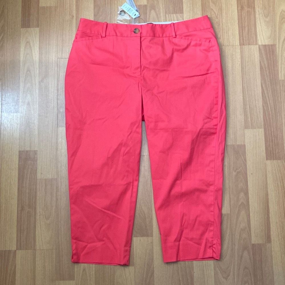 Talbots Petites Crop Curvy Chino Pink Pants Women 14P NWT